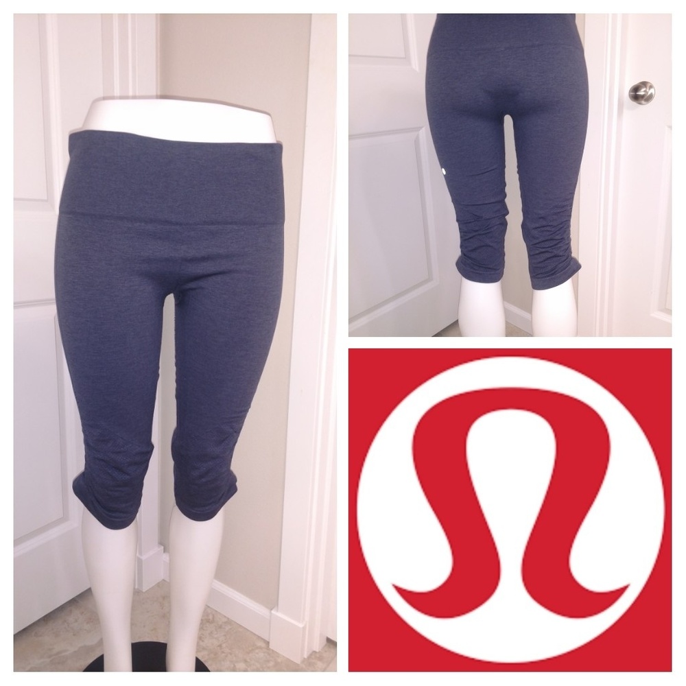 lululemon athletica Heathered Navy Cropped Ruched Leggings